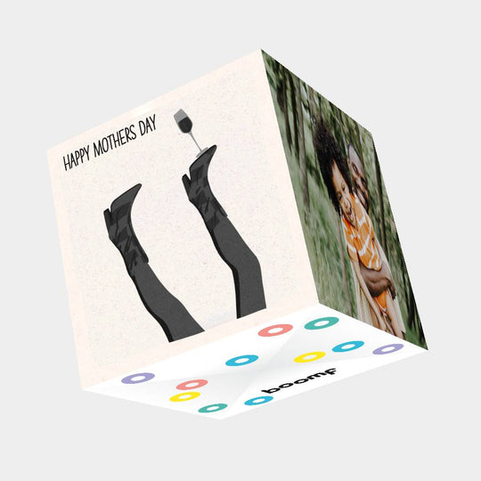 Mother's Day Glass Of Wine Bomb 3D Cube Card