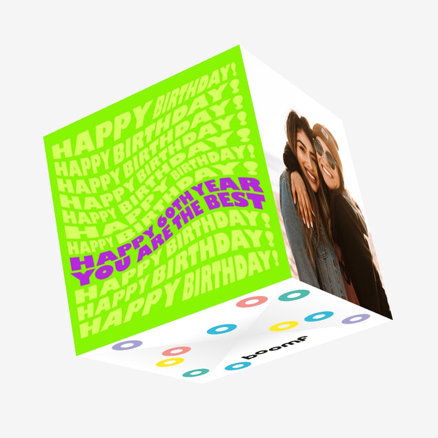 Green And Purple Background Happy 60th Birthday You're The Best Confetti-exploding Greetings Card