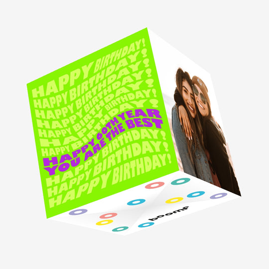 Green And Purple Background Happy 60th Birthday You're The Best Confetti-exploding Greetings Card