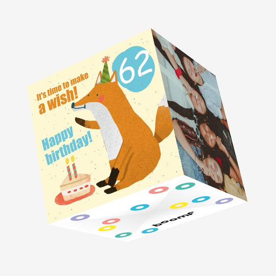 Make a Wish 62nd Birthday Confetti-exploding Greetings Card
