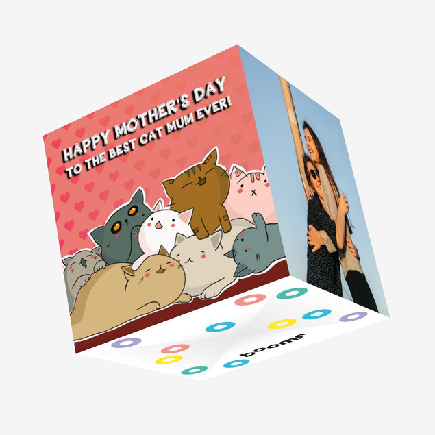 Happy Mother's Day Best Cat Mum Ever Confetti-exploding Greetings Card