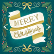 Merry Christmas Ribbon Teal Card