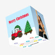 Merry Christmas Tractor Carrying Christmas Tree Confetti-exploding Greetings Card