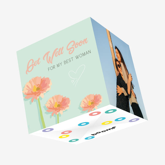 Get Well For My Best Woman Confetti-exploding Greetings Card