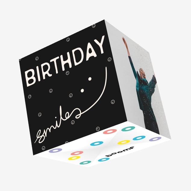 Birthday Smiles Black & White Confetti-exploding Greetings Card