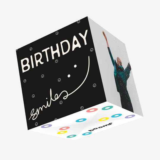 Birthday Smiles Black & White Confetti-exploding Greetings Card