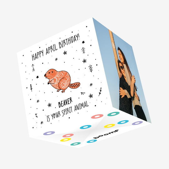 Spirit Animal Happy April Birthday Confetti-exploding Greetings Card