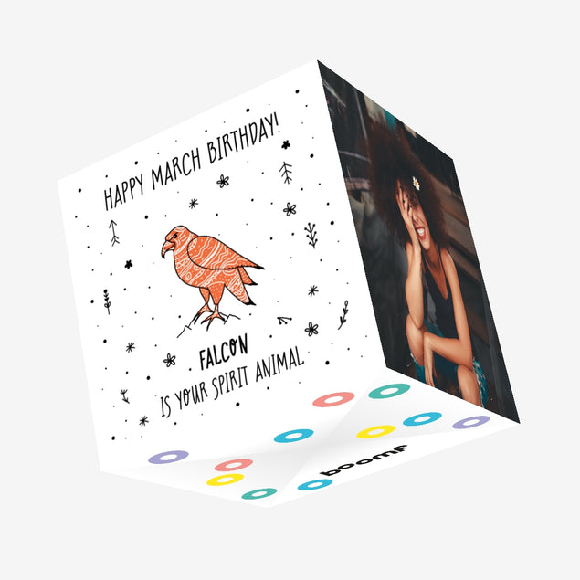 Spirit Animal Happy March Birthday Confetti-exploding Greetings Card