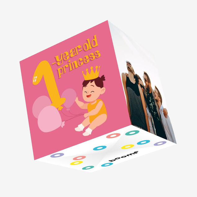 Little Princess Happy 1st Birthday Confetti-exploding Greetings Card