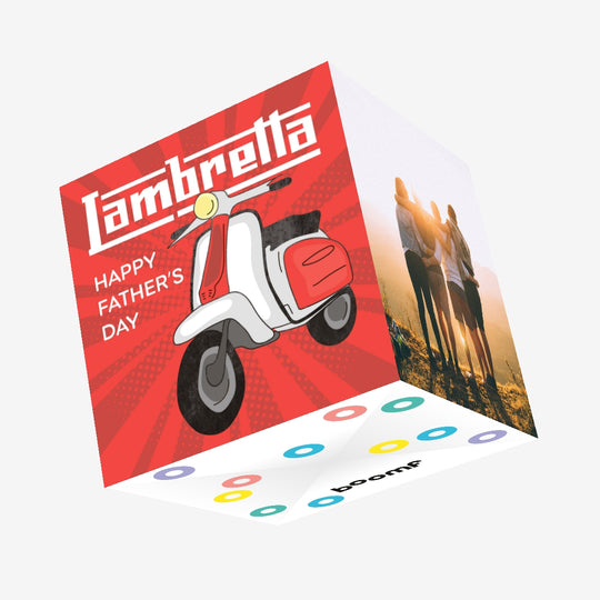 Cool Red Lambretta Scooter Happy Father's Day Confetti-exploding Greetings Card