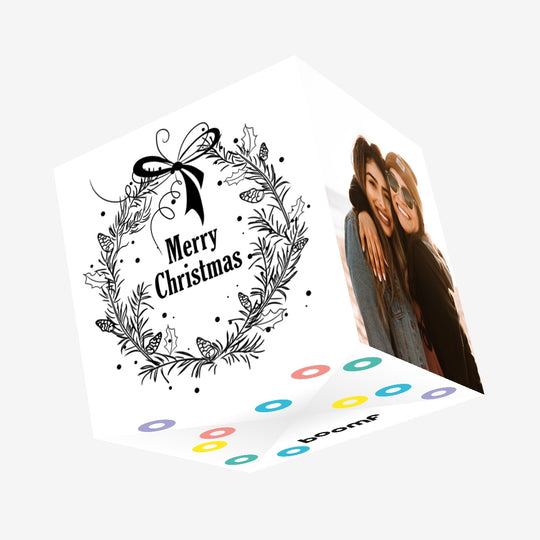 Wreath Merry Christmas Confetti-exploding Greetings Card