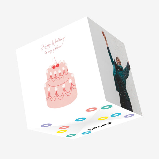 Cherry Cake Happy Wedding To My Godson Confetti-exploding Greetings Card