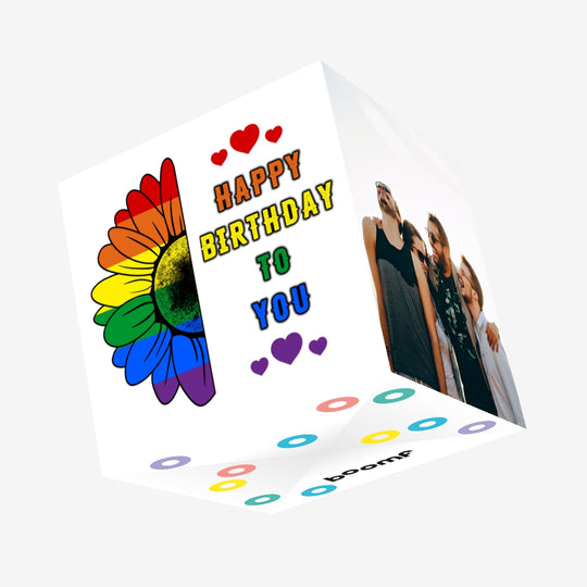 Happy Birthday To You Rainbow Flower Confetti-exploding Greetings Card