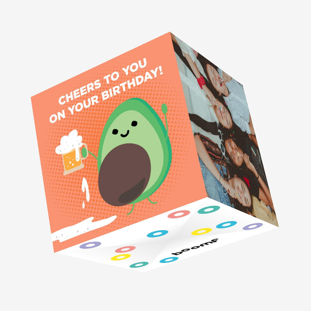 Cheers To You Avocado Birthday Confetti-exploding Greetings Card