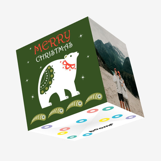 Merry Christmas Scandinavian Polar Bear Confetti-exploding Greetings Card