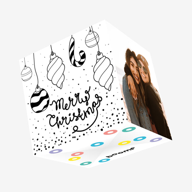 New Year's Tree Balls Merry Christmas Confetti-exploding Greetings Card