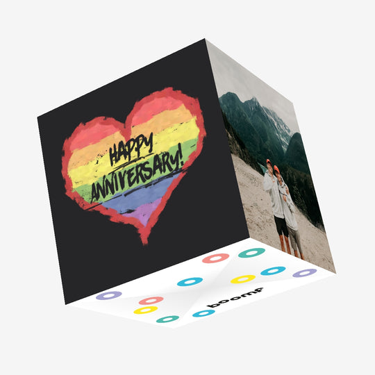 Anniversary LGBTQ+ Rainbow Heart Confetti-exploding Greetings Card