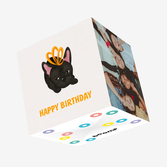 Black Frenchie Happy Birthday Confetti-exploding Greetings Card