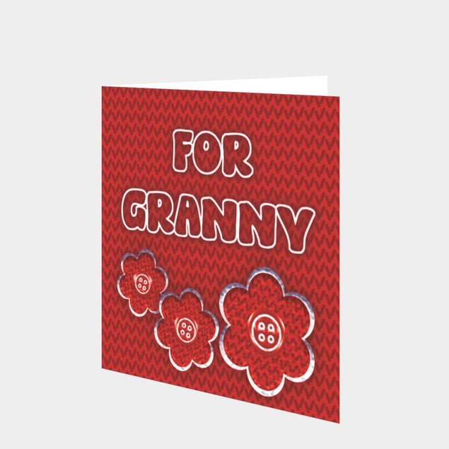 For Granny Embroidered Flowers Card