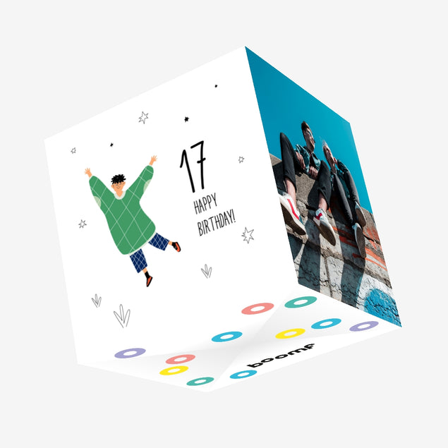 Cheerful Teenager Happy 17th Birthday Confetti-exploding Greetings Card