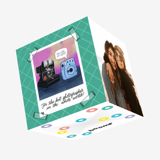 For The Best Photographer Different Cameras Confetti-exploding Greetings Card