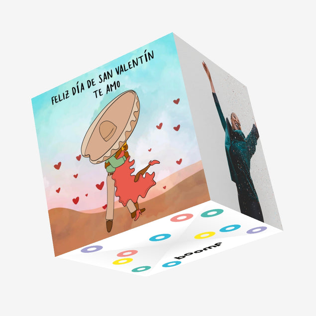 Spanish Couple Valentine's Day Confetti-exploding Greetings Card