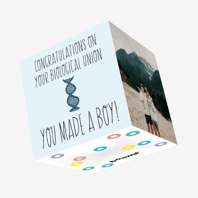 Congratulations On Your Biological Union Boy Confetti-exploding Greetings Card