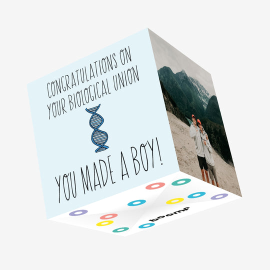 Congratulations On Your Biological Union Boy Confetti-exploding Greetings Card