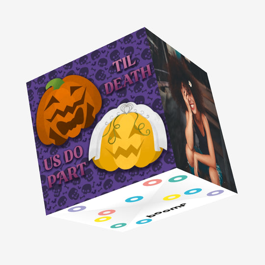 Wedding Day Till Death Us Do Part Pumpkins Confetti-exploding Greetings Card
