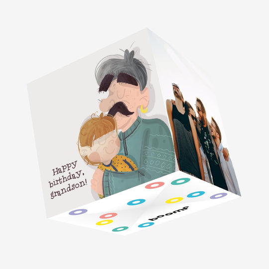 Hugging Family Happy Birthday Confetti-exploding Greetings Card