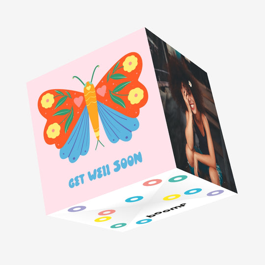 Colourful Butterfly Get Well Soon Confetti-exploding Greetings Card