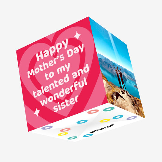 To My Talented And Wonderful Sister Big Hearts Mother's Day Confetti-exploding Greetings Card