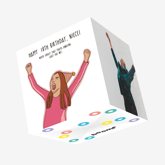 Happy 18th Birthday Niece Amazing Just Like Me Confetti-exploding Greetings Card