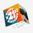 Happy 21st Birthday Retro Confetti-exploding Greetings Card
