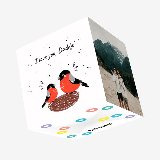 I Love You Daddy Cute Birds Confetti-exploding Greetings Card