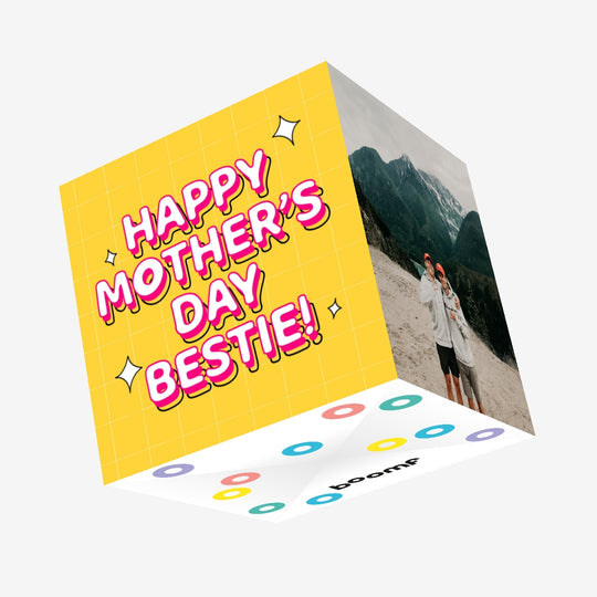 Happy Mother's Day, Bestie Yellow Theme Confetti-exploding Greetings Card