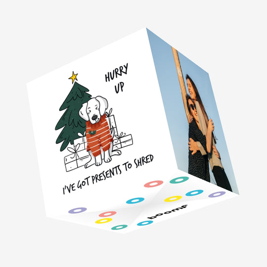 Merry Christmas I've Got Presents To Shred Funny Labrador Confetti-exploding Greetings Card