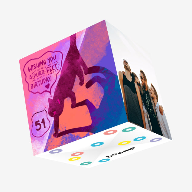 Wishing You A Purr-Fect 51st Birthday Confetti-exploding Greetings Card