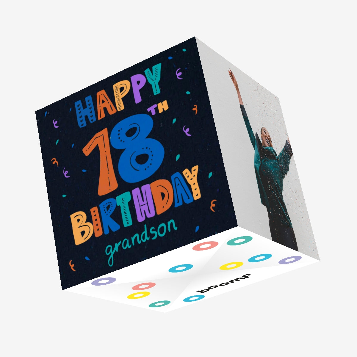 Colorful Letters Happy 18th Birthday Grandson Confetti-exploding Greet ...