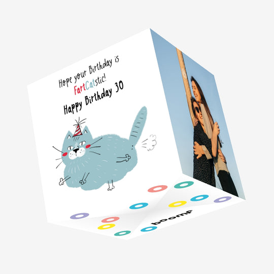 FartCatstic Happy 30th Birthday Confetti-exploding Greetings Card