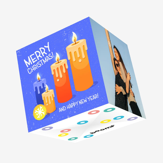 Candles Merry Christmas And Happy New Year Confetti-exploding Greetings Card