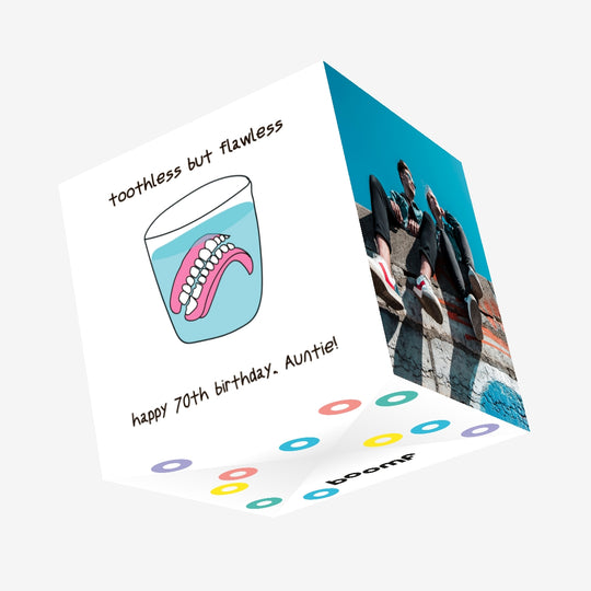 Happy 70th Birthday Aunt Dentures In A Glass Of Water Confetti-exploding Greetings Card