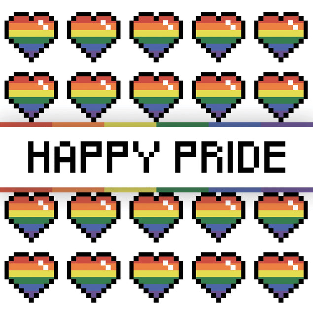 Happy Pride Pixel Hearts Card