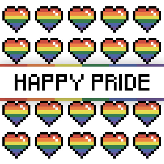 Happy Pride Pixel Hearts Card