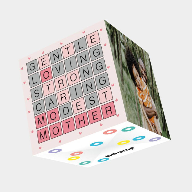 Wordle Mother Bomb 3D Cube Card