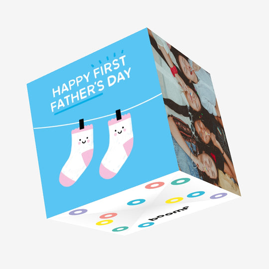Happy First Fathers Day Baby Socks Confetti-exploding Greetings Card