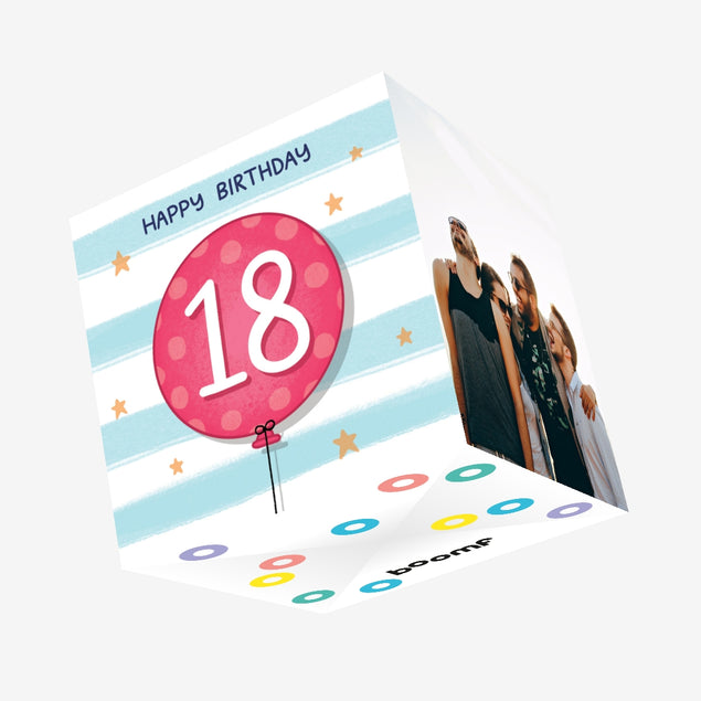 Happy 18th Birthday Pink Balloon Confetti-exploding Greetings Card