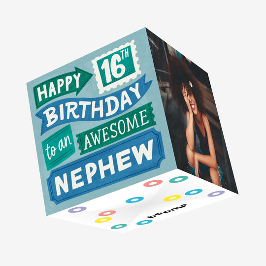 Awesome Nephew 16th Birthday Confetti-exploding Greetings Card