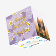 Happy Birthday Auntie Tropical Flowers Lilac Confetti-exploding Greetings Card