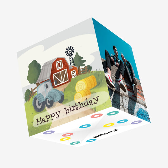 Beautiful Farm Happy Birthday Confetti-exploding Greetings Card